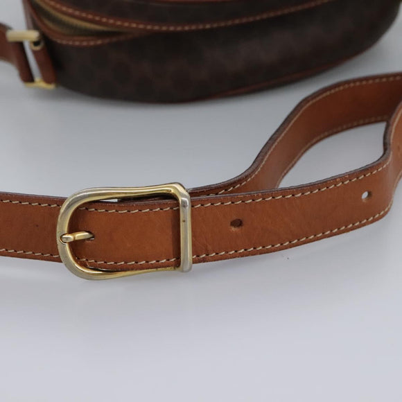 CELINE Macadam Canvas Shoulder Bag PVC Leather Brown Auth 115445