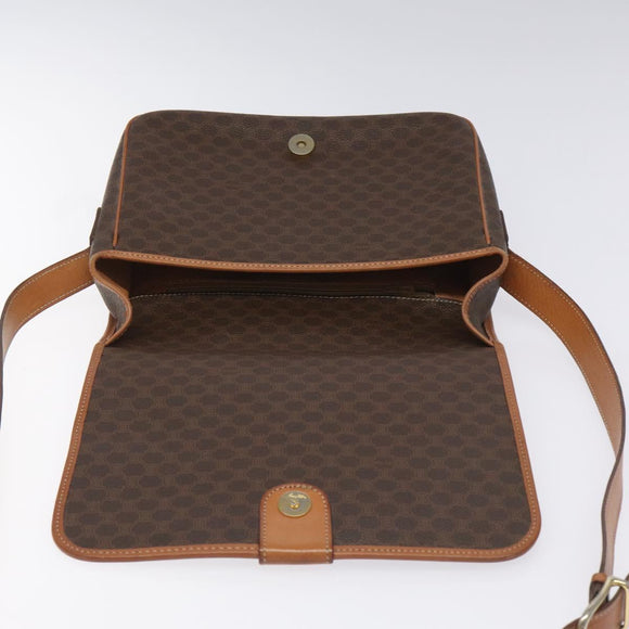 CELINE Macadam Canvas Shoulder Bag PVC Leather Brown Auth 115447