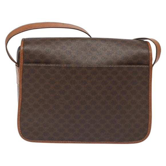 CELINE Macadam Canvas Shoulder Bag PVC Leather Brown Auth 115447