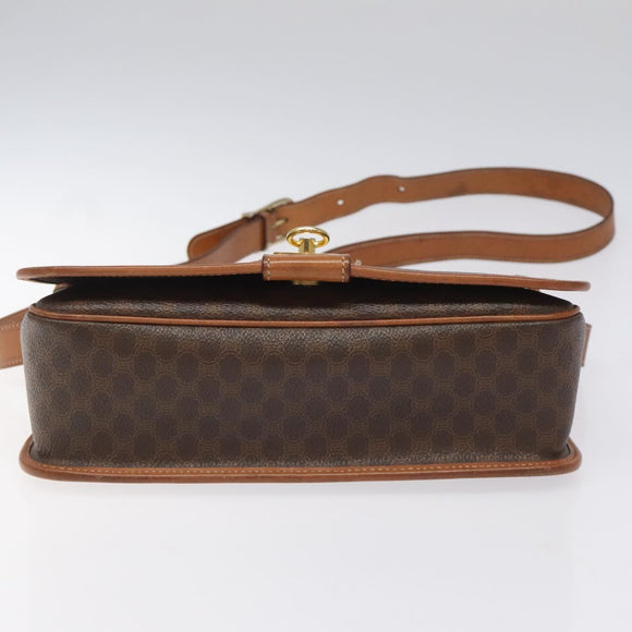 CELINE Macadam Canvas Shoulder Bag PVC Leather Brown Auth 115447