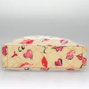 CHANEL Matelasse Chain Lip Tote Bag Enamel Beige CC Auth 115470A-9