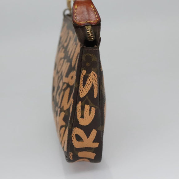 LOUIS VUITTON Monogram Graffiti Pochette Accessoires Orange M92193 Auth 115496