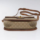 CELINE Macadam Canvas Shoulder Bag PVC Leather Beige Brown gold Auth 115531-10
