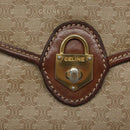 CELINE Macadam Canvas Shoulder Bag PVC Leather Beige Brown gold Auth 115531-19