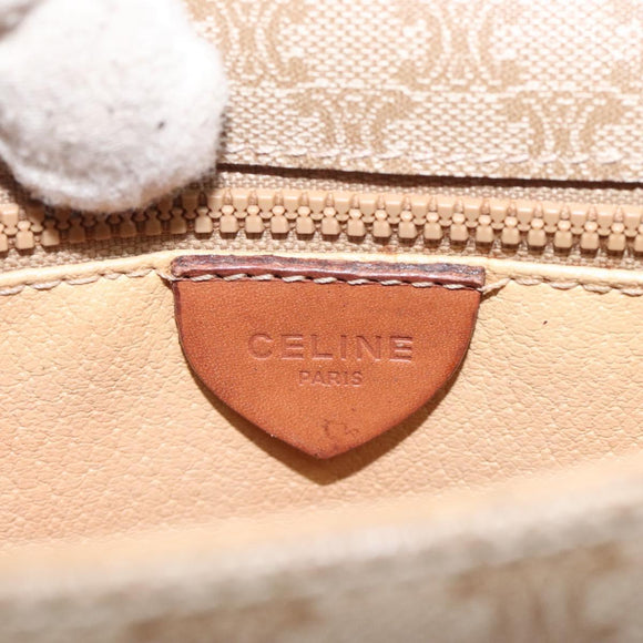 CELINE Macadam Canvas Shoulder Bag PVC Leather Beige Brown gold Auth 115531