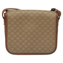 CELINE Macadam Canvas Shoulder Bag PVC Leather Beige Brown gold Auth 115531-3