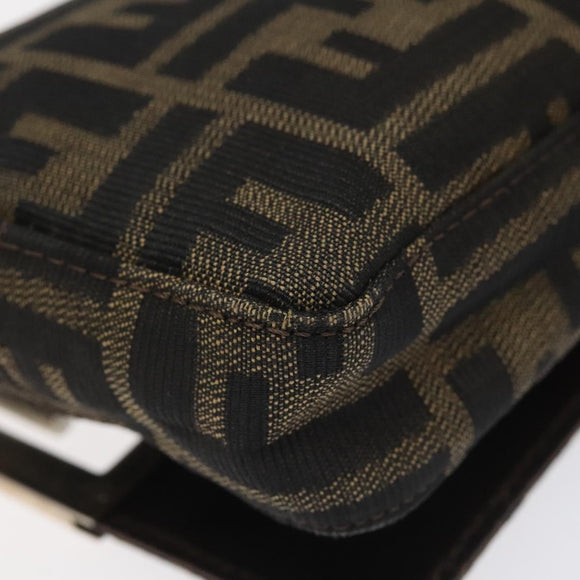 FENDI Zucca Canvas Shoulder Bag Brown Black Auth 115538