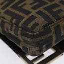 FENDI Zucca Canvas Shoulder Bag Brown Black Auth 115538-17