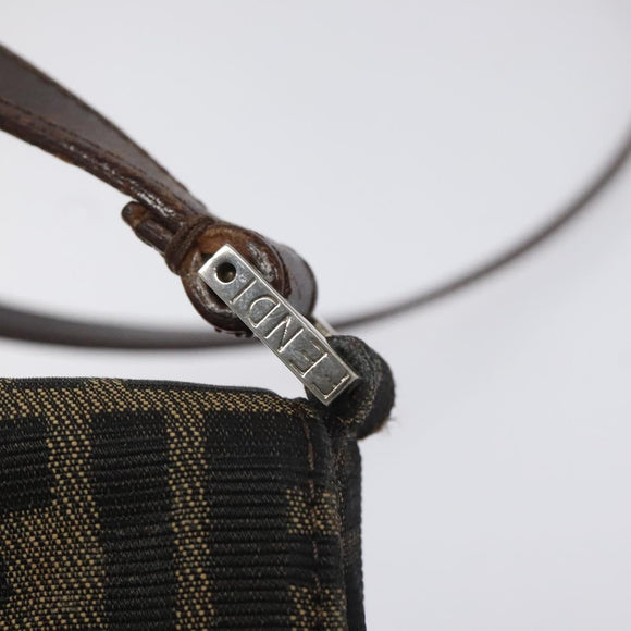 FENDI Zucca Canvas Shoulder Bag Brown Black Auth 115538