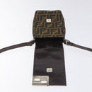 FENDI Zucca Canvas Shoulder Bag Brown Black Auth 115538-9