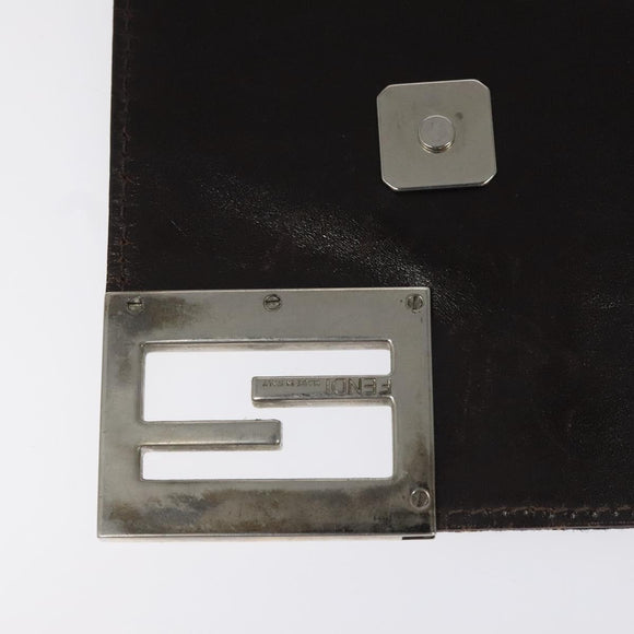 FENDI Zucca Canvas Shoulder Bag Brown Black Auth 115538