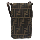 FENDI Zucca Canvas Shoulder Bag Brown Black Auth 115538-2