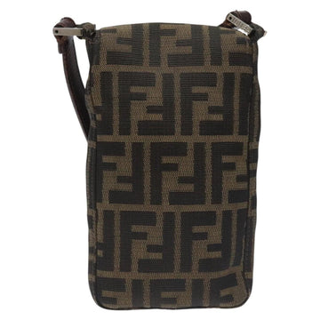FENDI Zucca Canvas Shoulder Bag Brown Black Auth 115538 - 0