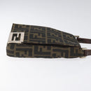 FENDI Zucca Canvas Shoulder Bag Brown Black Auth 115538-3
