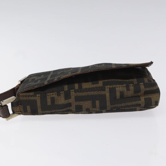 FENDI Zucca Canvas Shoulder Bag Brown Black Auth 115538