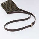 FENDI Zucca Canvas Shoulder Bag Brown Black Auth 115538-7