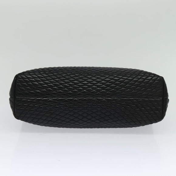 BALLY Hand Bag Leather Black Gold Auth 115539