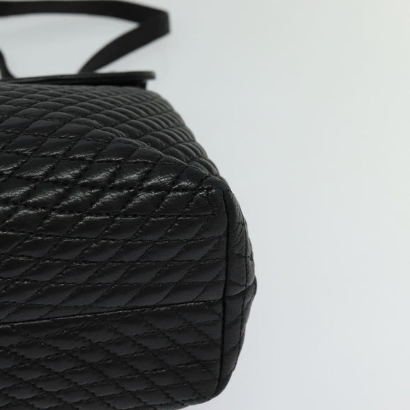 BALLY Hand Bag Leather Black Gold Auth 115539