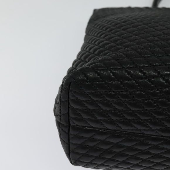 BALLY Hand Bag Leather Black Gold Auth 115539