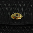 BALLY Hand Bag Leather Black Gold Auth 115539-18