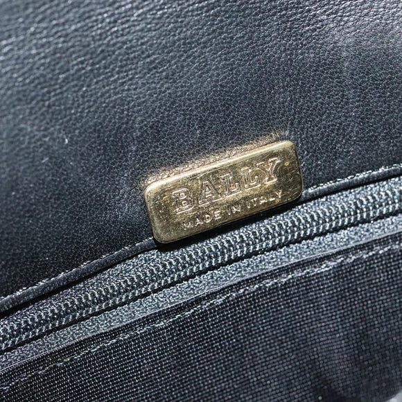 BALLY Hand Bag Leather Black Gold Auth 115539