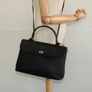 BALLY Hand Bag Leather Black Gold Auth 115539-24