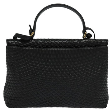 BALLY Hand Bag Leather Black Gold Auth 115539 - 0