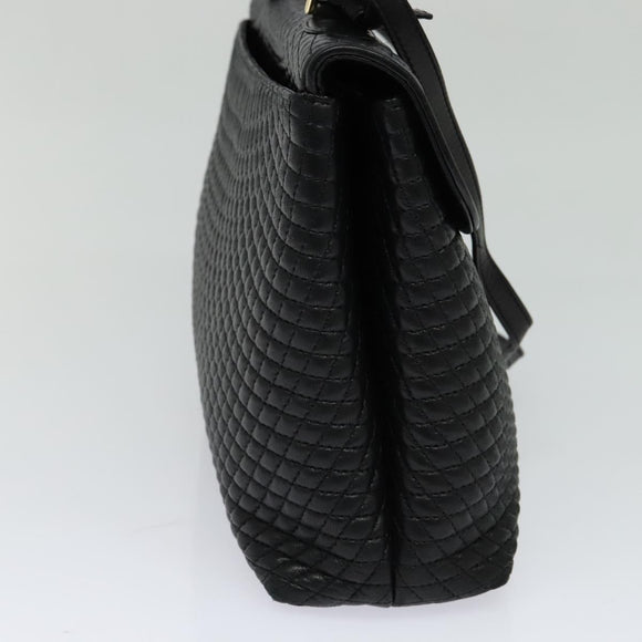 BALLY Hand Bag Leather Black Gold Auth 115539