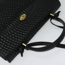 BALLY Hand Bag Leather Black Gold Auth 115539-6