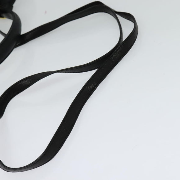 BALLY Hand Bag Leather Black Gold Auth 115539