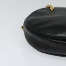 Christian Dior Chain Shoulder Bag Leather Black Gold Auth 115545-9