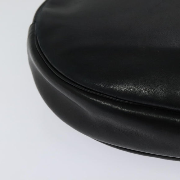 Christian Dior Chain Shoulder Bag Leather Black Gold Auth 115545