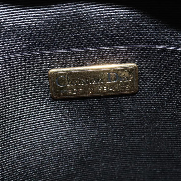 Christian Dior Chain Shoulder Bag Leather Black Gold Auth 115545