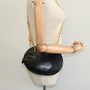 Christian Dior Chain Shoulder Bag Leather Black Gold Auth 115545-19