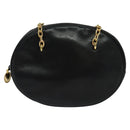 Christian Dior Chain Shoulder Bag Leather Black Gold Auth 115545-13