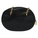 Christian Dior Chain Shoulder Bag Leather Black Gold Auth 115545-2