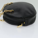 Christian Dior Chain Shoulder Bag Leather Black Gold Auth 115545-3