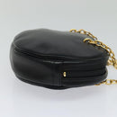Christian Dior Chain Shoulder Bag Leather Black Gold Auth 115545-4