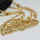 Christian Dior Chain Shoulder Bag Leather Black Gold Auth 115545-7