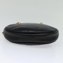 Christian Dior Chain Shoulder Bag Leather Black Gold Auth 115545-5
