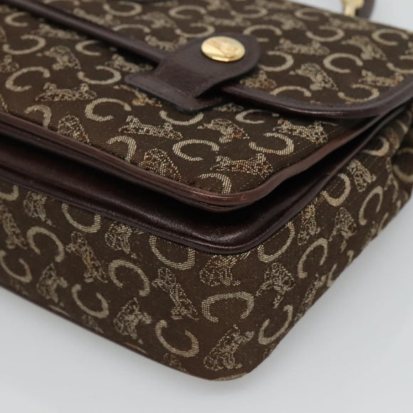 CELINE C Sulky Hand Bag Brown Gold Auth 115556