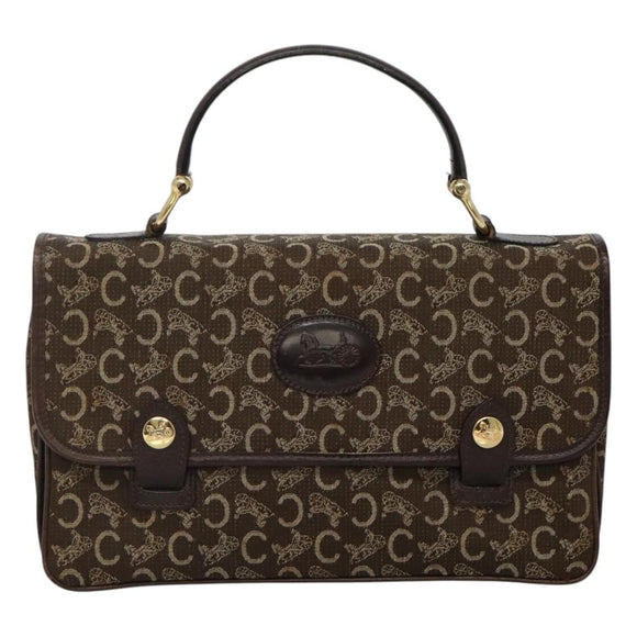 CELINE C Sulky Hand Bag Brown Gold Auth 115556