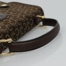 CELINE C Sulky Hand Bag Brown Gold Auth 115556-7