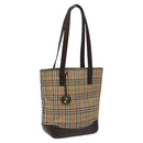 BURBERRY Nova Check Tote Bag Canvas Leather Beige Brown gold Auth 115568-1