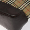 BURBERRY Nova Check Tote Bag Canvas Leather Beige Brown gold Auth 115568-10