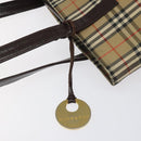 BURBERRY Nova Check Tote Bag Canvas Leather Beige Brown gold Auth 115568-14