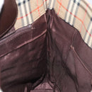 BURBERRY Nova Check Tote Bag Canvas Leather Beige Brown gold Auth 115568-16