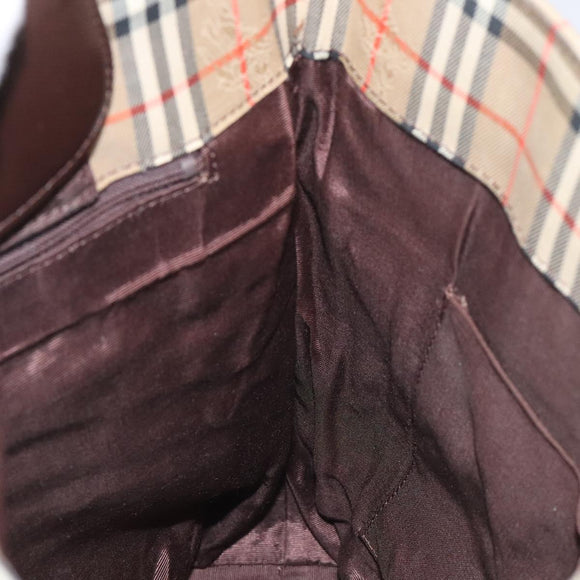 BURBERRY Nova Check Tote Bag Canvas Leather Beige Brown gold Auth 115568