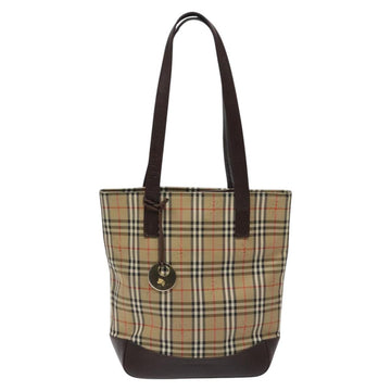 BURBERRY Nova Check Tote Bag Canvas Leather Beige Brown gold Auth 115568 - 0