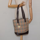 BURBERRY Nova Check Tote Bag Canvas Leather Beige Brown gold Auth 115568-22